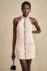 Louise crystal-embellished halterneck mini dress
