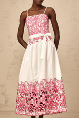 Béatrice pink cut-out embroidered midi dress