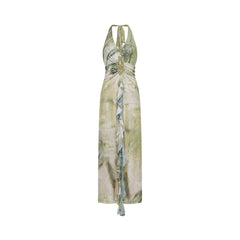 Éliane ombre-print halterneck midi dress