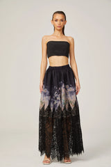 Céline graphic scallop-trim skirt in Black