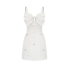 Anastasia white crystal-embellished mini dress