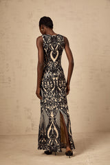 Annie sequin-embellished mesh maxi dress
