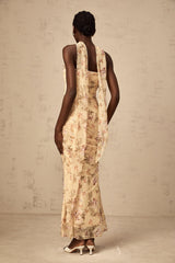 Alizée yellow floral-print fitted top & skirt matching set