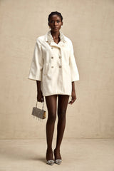 Fabienne white embellished woolen coat