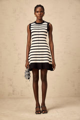 Heloise black horizontal-striped knit mini dress