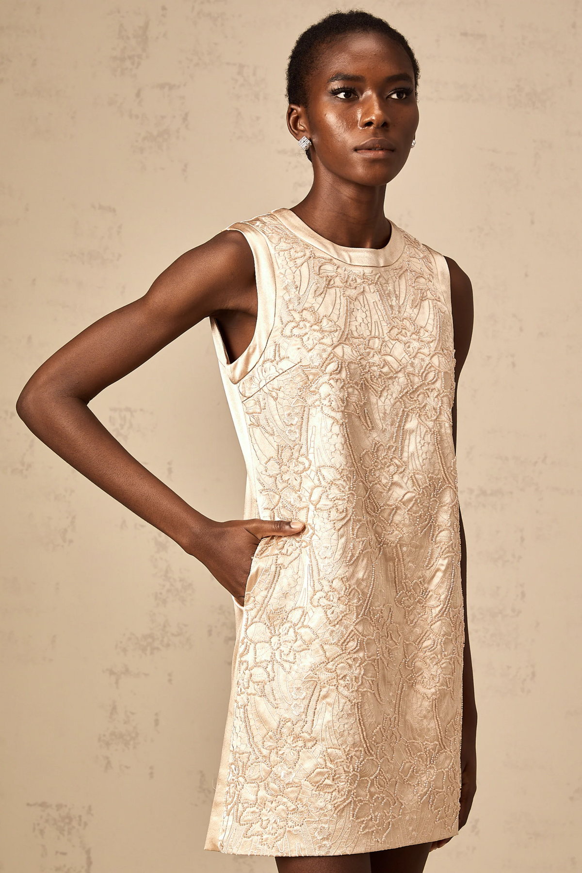 Isabelle embroidered bead-embellished mini dress
