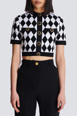 Abiga Diamond Jacquard Knit Top