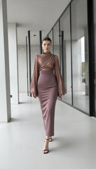 Maison Celie High Waisted Women Satin Long Dress