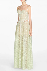 Emani Floral Lace Corset Cutout Maxi Dress - Mint