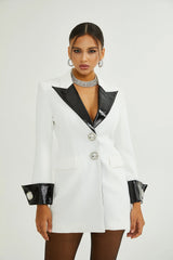Louise crystal-button single-breasted coat