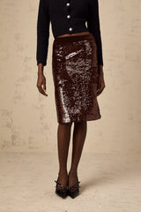 Marcellina brown sequined midi skirt