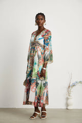 Éva pattern-print V-neck midi dress