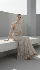 Maison Elegant Luxury Party Maxi Dress High Neck Sleeveless Slim