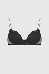 Jackia Leaf Crystal Bralette - Black