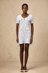 Éloïse blue checked knit mini dress