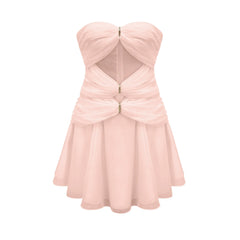 Émilienne cut-out pleated off-shoulder mini dress