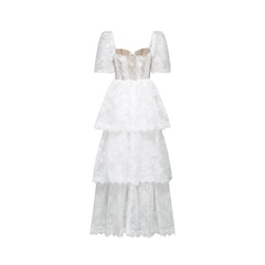 Mélisande white lace tiered maxi dress