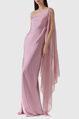 Donomam One Shoulder Ribbon Maxi Dress