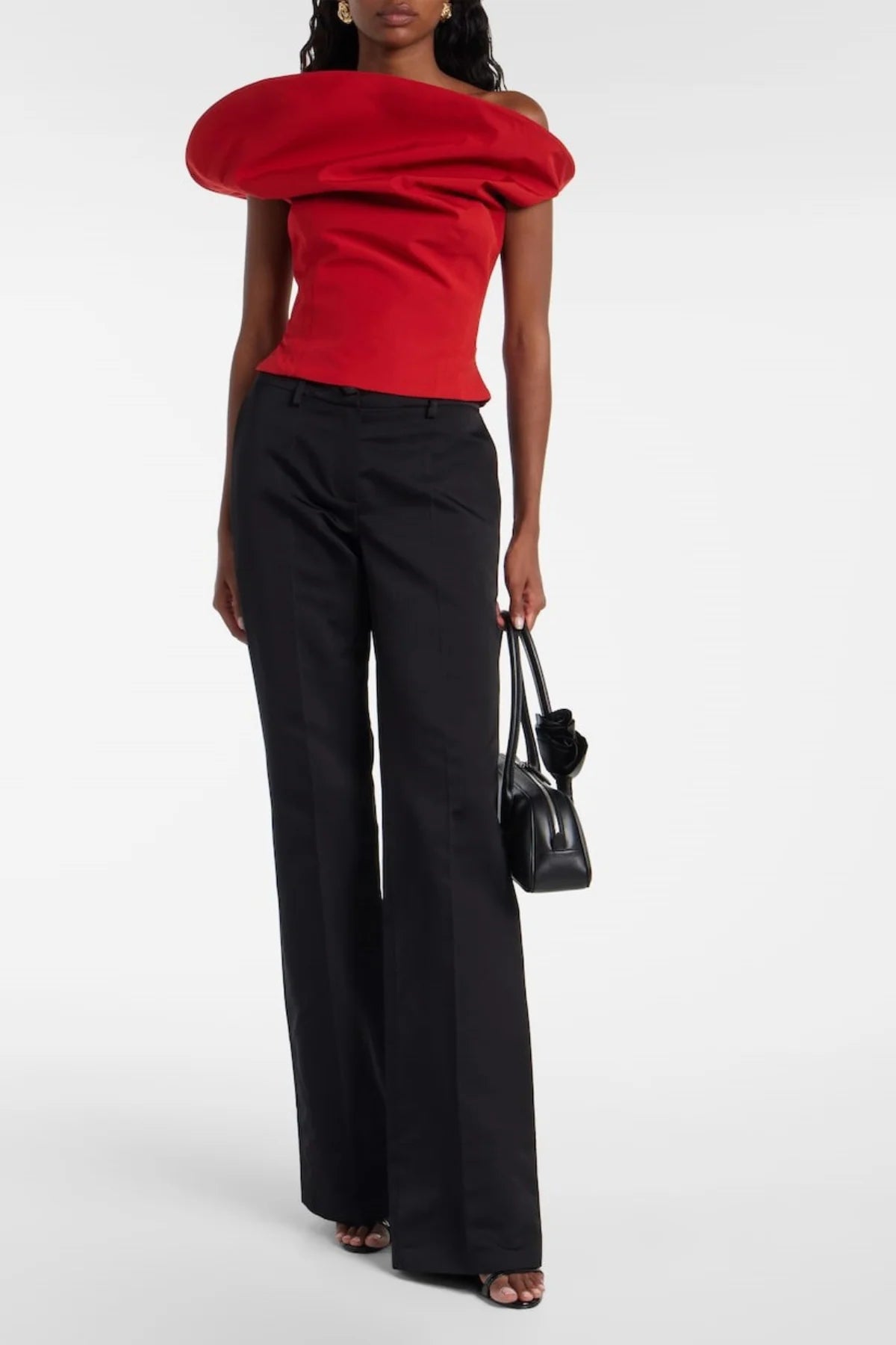 Careaga Asymmetrical Off Shoulder Top - Red