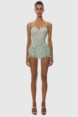 Atici Lace Strapless Corset - Green