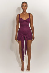 Tie Front Lace Mini in Plum