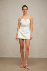 Lucie white floral-appliqué mini dress