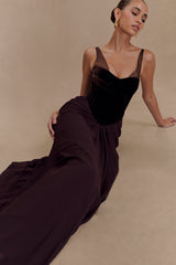 Roxanne Velvet Corset Maxi Dress Brown