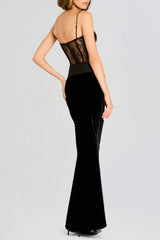 Christena Lace Corset Velvet Maxi Dress