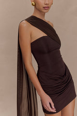 Mattea Slinky Mesh Mini Dress With Scarf