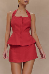 Kallie Linen Peplum Top