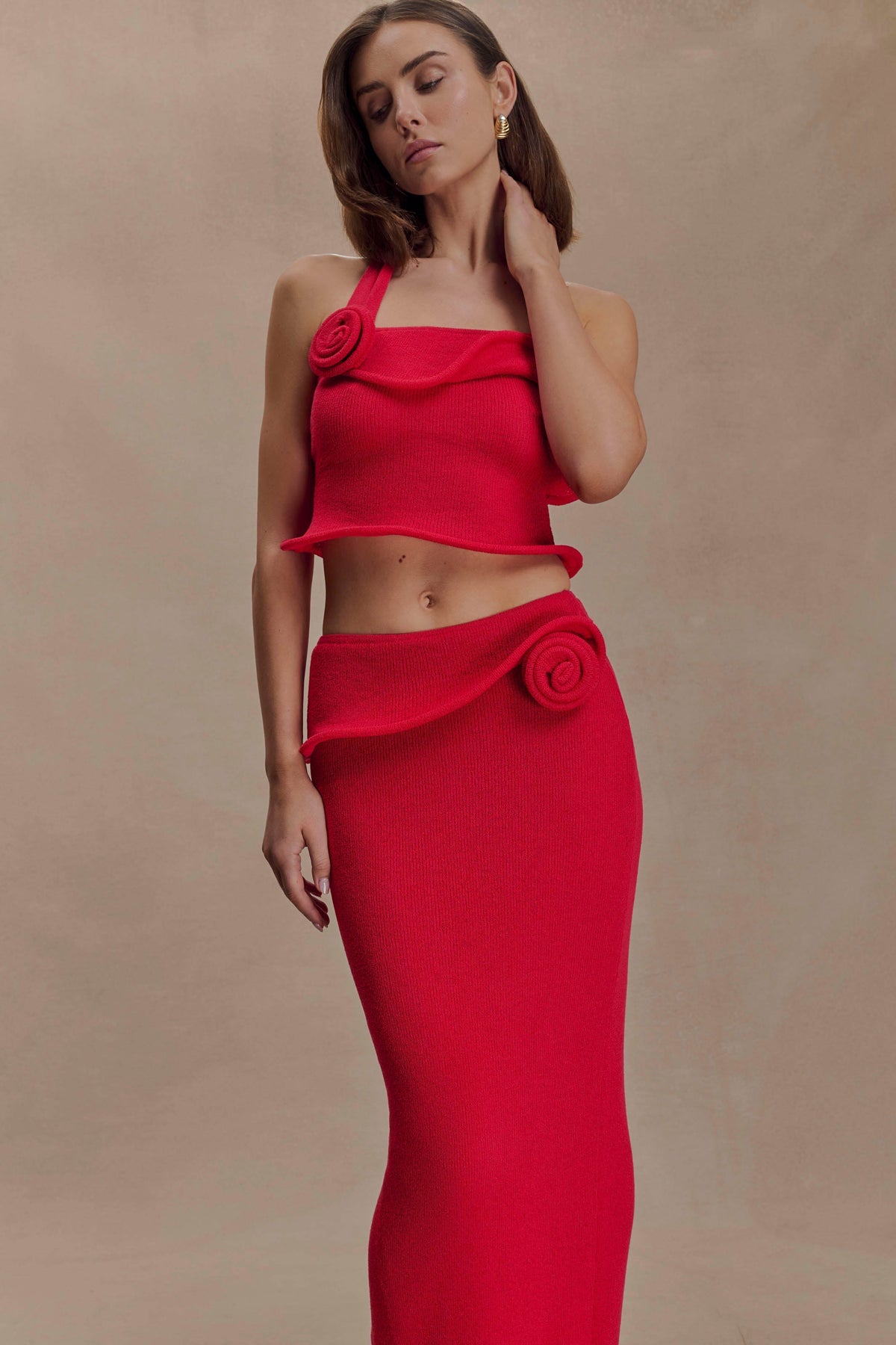 Samira Halter Knit Twist Top