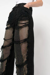 Ainsley Crystal Mesh Straight-Leg Jeans