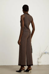 Cyrielle monogram-jacquard top & trousers matching set