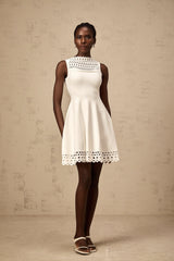 Colette white cut-out sleeveless knitted mini dress