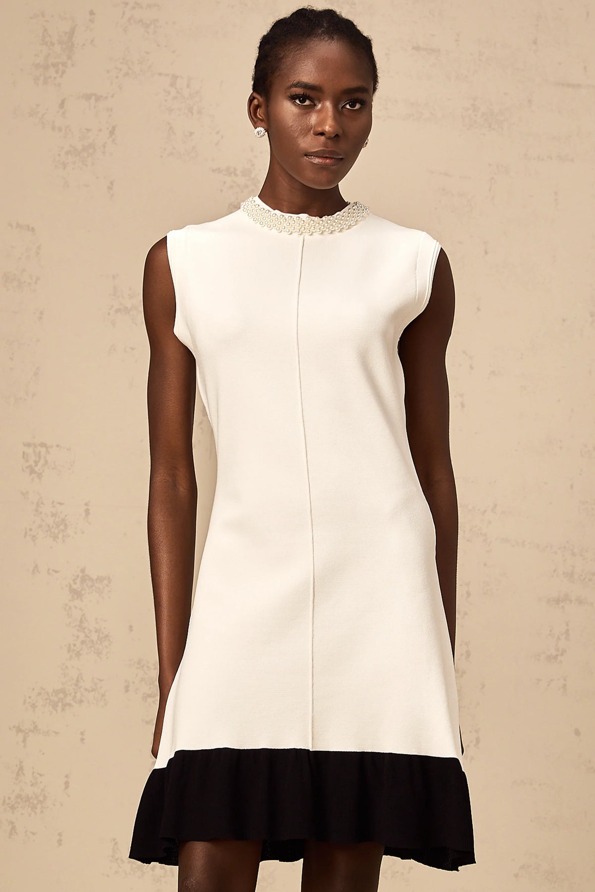Coralie white faux-pearl knitted cardigan