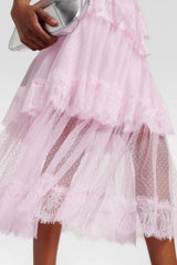 Elgine Crystal-Embellished Lace-trimmed Midi Dress