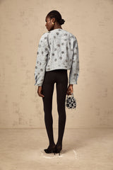 Katell blue studded sun-motif denim jacket