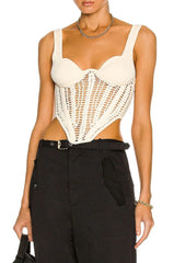 Arlette Crochet Corset Top - Black