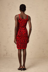 Honorine red leopard-print lurex mini dress
