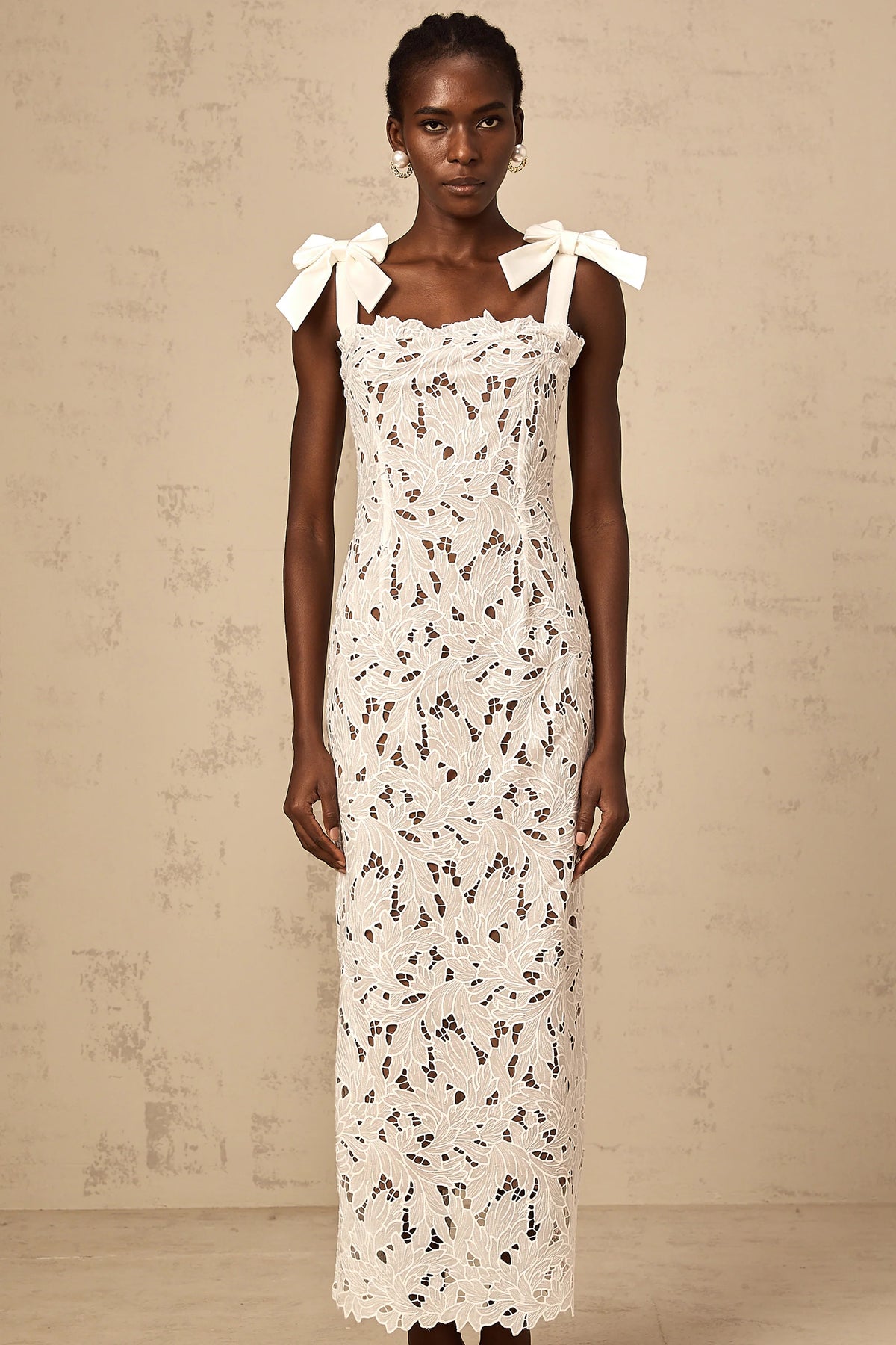 Eloise floral embroidery maxi dress in White