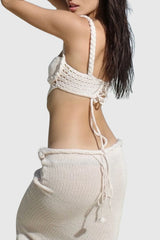 Chaylee Crochet Rope Corset Two Piece Set - Beige