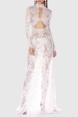Juselius Lace Cutout Maxi Dress - White