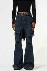 Freesia Torn Fringe Patchwork Jeans