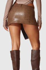 Daphne Cross Asymmetric Leather Skirt