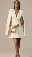 Cape Blazer V-Neck Mini Dress