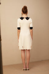 Andréa white split-hem knitted mini dress