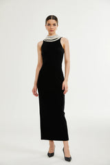 Lucena faux pearl-embellished velvet dress