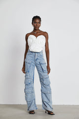 Agathe high-waisted palazzo cargo trousers