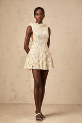 Josseline semi-sheer creased lace mini dress