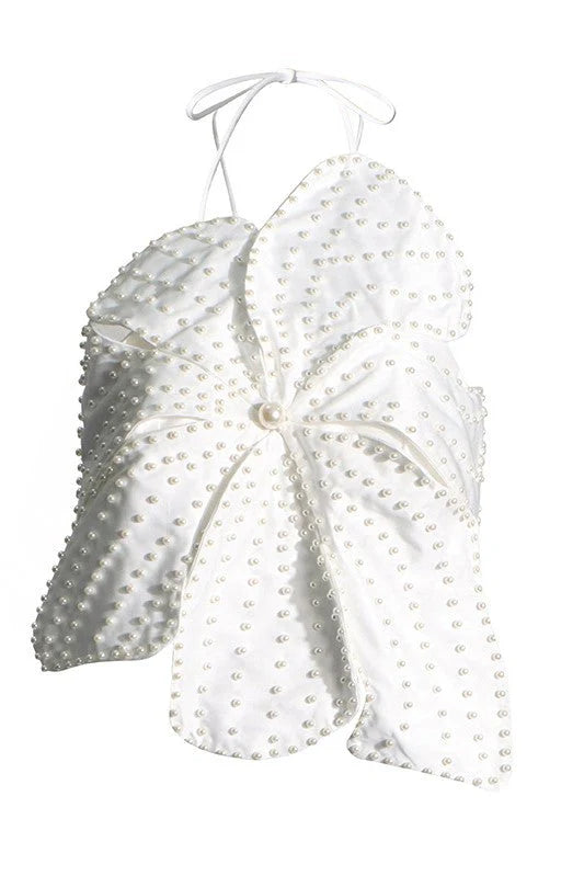 Elaine Floral Pearl Top - White